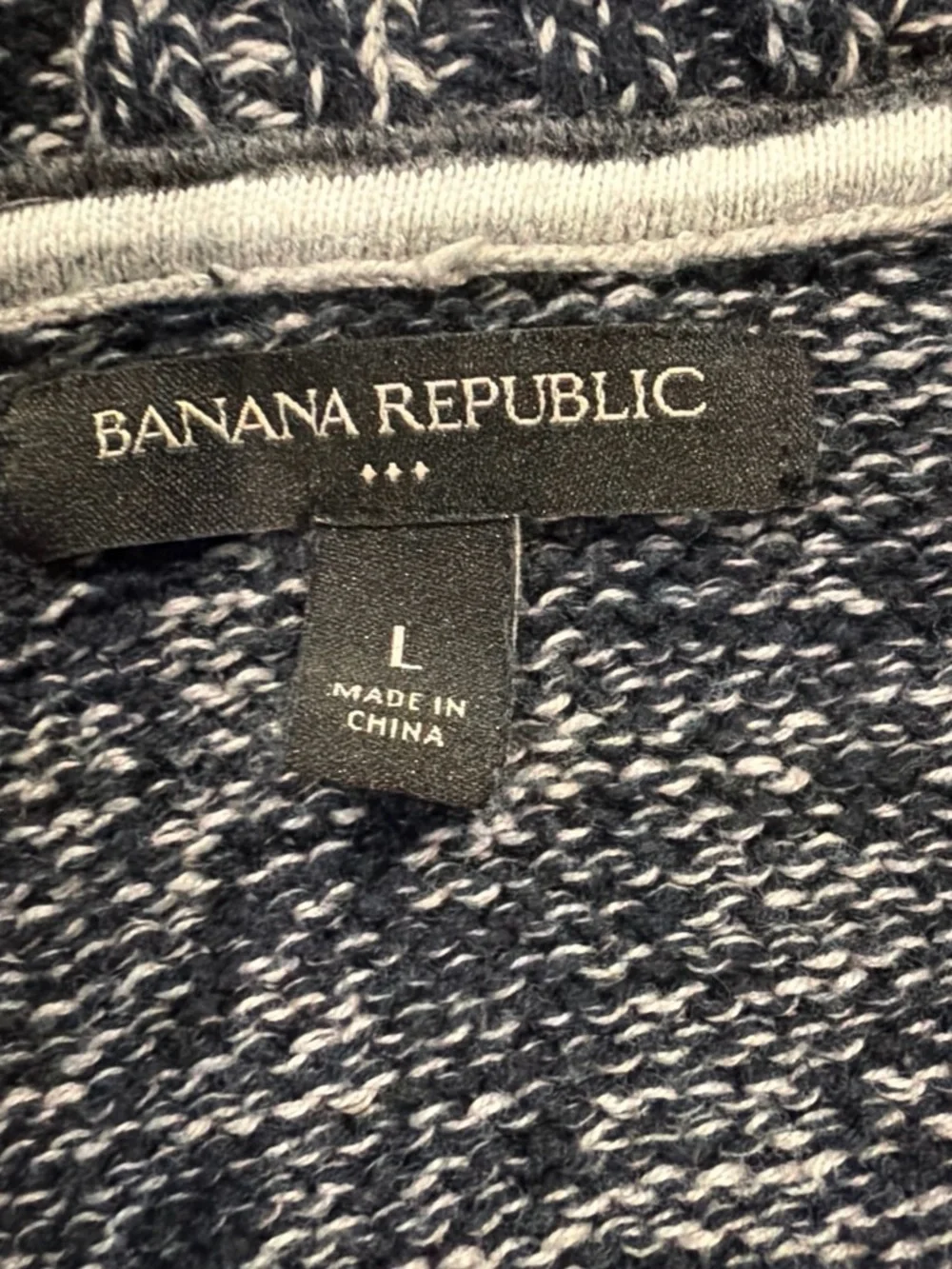 Banana Republic Navy and White Marled Shawl Collar Cardigan